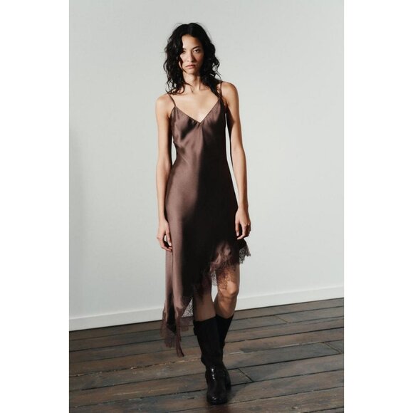 ZARA SATIN LACE DRESS - Picture 2 of 9